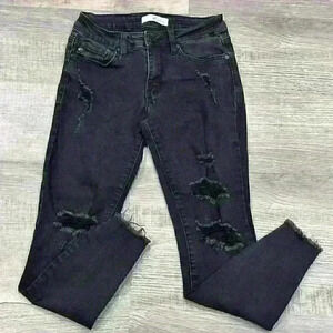 KanCan Skinny Distressed Stretch Denim Black Jeans Women's Sz 3/25 - Mint EUC